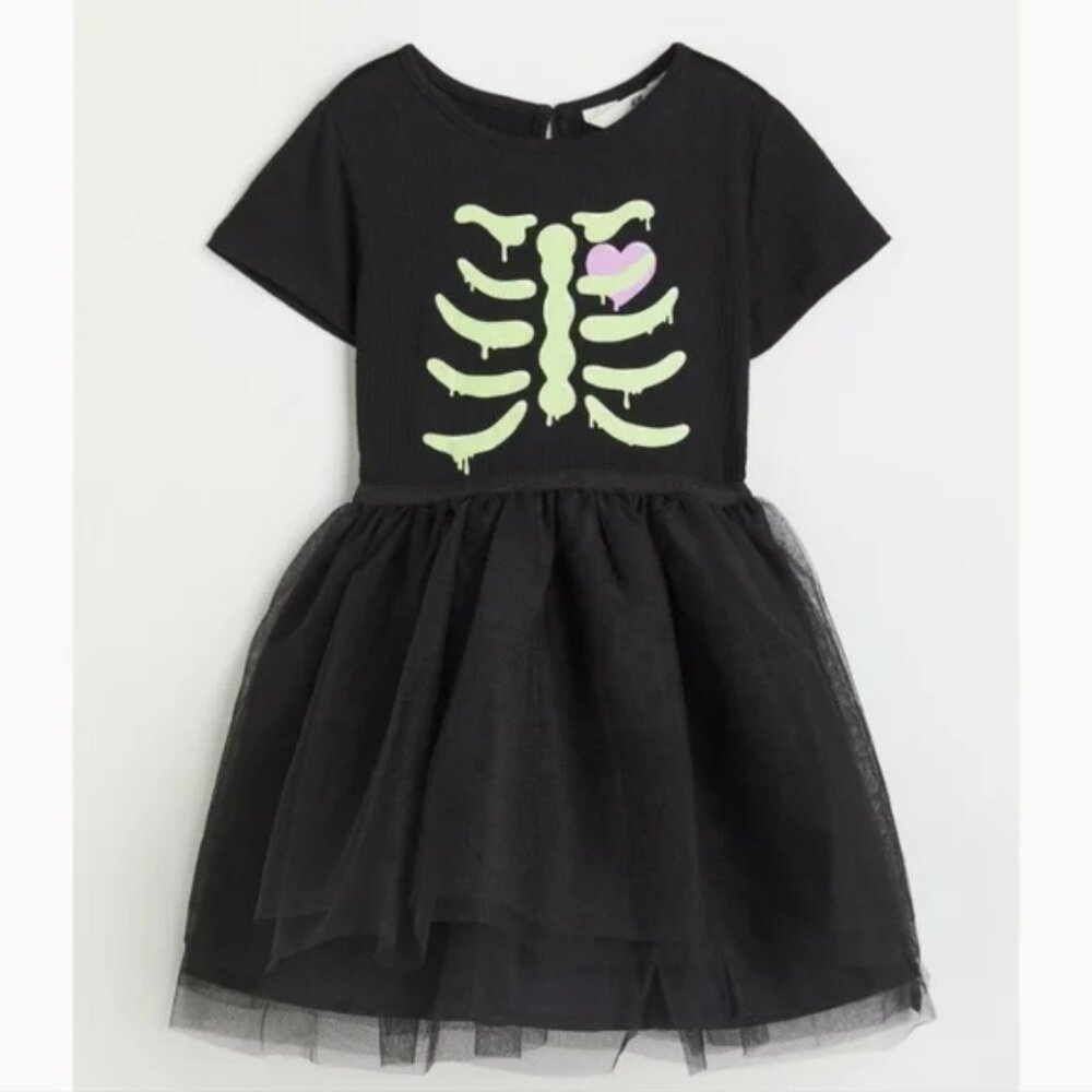 H&M Skeleton Tulle Halloween Dress Black size 8 / 10